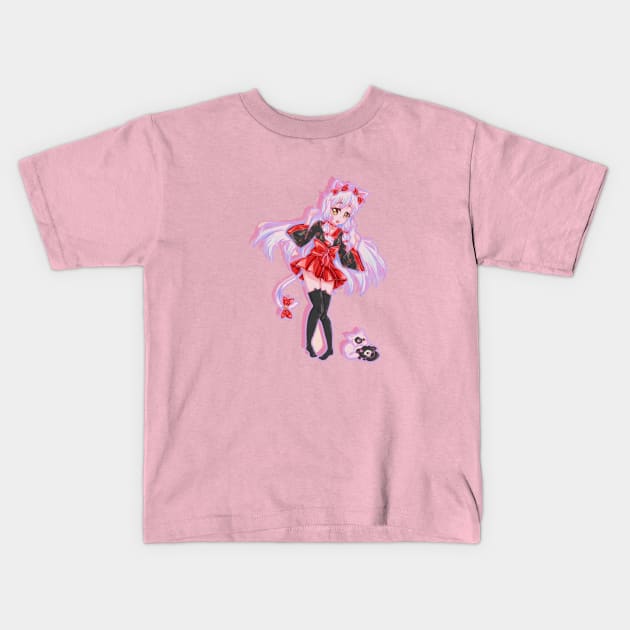 Neko Kawaii Kids T-Shirt by Littlepancake